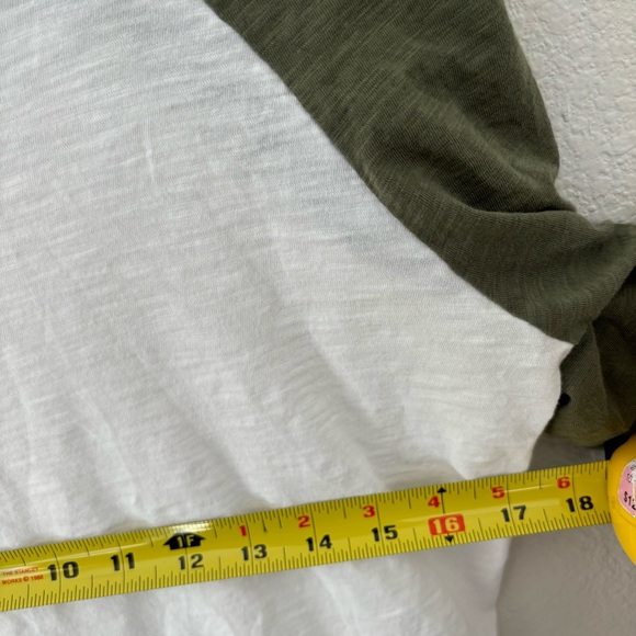 Veronica Beard White and Olive Green Raglan Sleeve Blouse - Picture 7 of 7